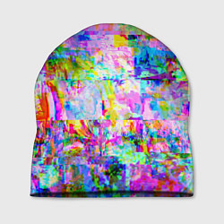 Шапка Яркий неоновый абстрактный Glitch, цвет: 3D-принт