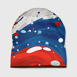 Шапка Брызги красок в цветах флага РФ, цвет: 3D-принт