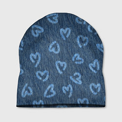 Шапка Hearts on denim, цвет: 3D-принт