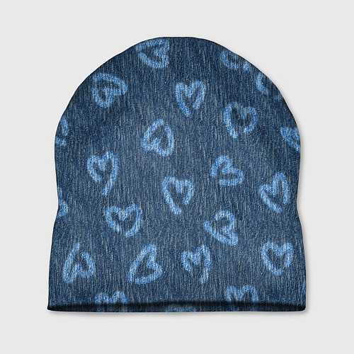 Шапка Hearts on denim / 3D-принт – фото 1