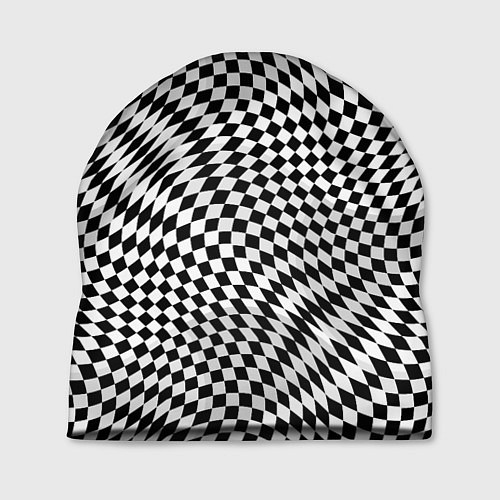 Шапка Черно-белая шахматная иллюзия / 3D-принт – фото 1