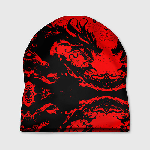 Шапка Черный дракон на красном небе / 3D-принт – фото 1