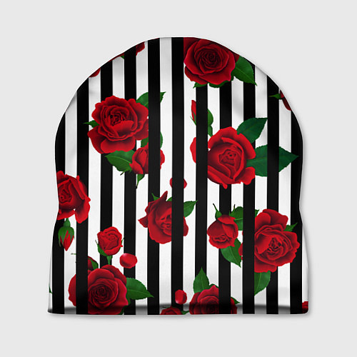 Шапка Полосы и красные розы / 3D-принт – фото 1