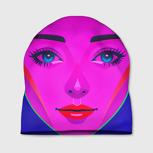 Шапка Девушка с голубыми глазами и фиолетовым лицом / 3D-принт – фото 1