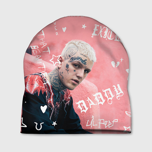 Шапка Lil Peep тату розовый / 3D-принт – фото 1