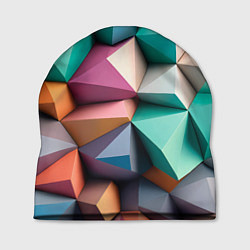 Шапка Полигональные объемные кубы и тетраэдры в пастельн, цвет: 3D-принт