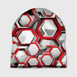 Шапка Кибер Hexagon Красный, цвет: 3D-принт