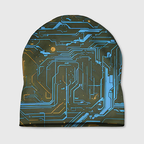 Шапка Кибер схемы Синий и жёлтый / 3D-принт – фото 1