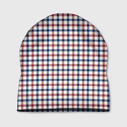 Шапка Полосатый сине-красный клетчатый