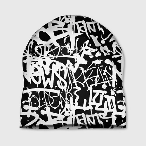 Шапка Граффити черно-белый паттерн / 3D-принт – фото 1