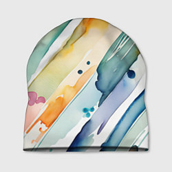 Шапка Цветный акварельные мазки - нейросеть, цвет: 3D-принт