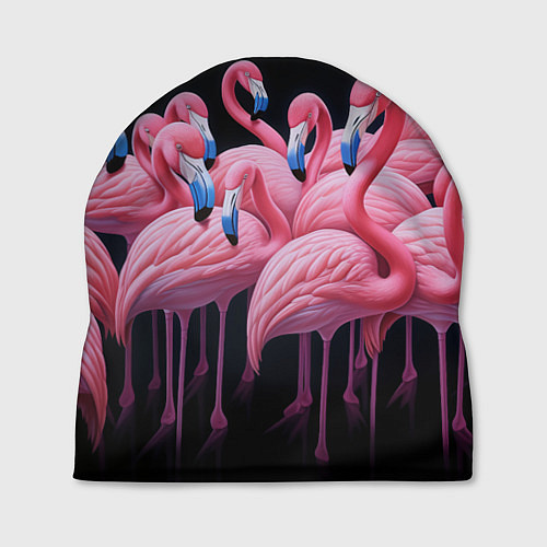 Шапка Стая розовых фламинго в темноте / 3D-принт – фото 1