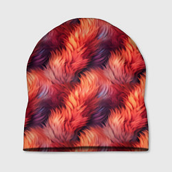Шапка Красный мех паттерн, цвет: 3D-принт