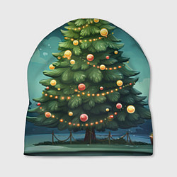 Шапка Новогодняя зеленая елка, цвет: 3D-принт