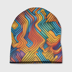 Шапка Волнистые линии жёлтые и голубые