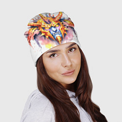 Шапка Агрессивный оранжевый робот акварель, цвет: 3D-принт — фото 2