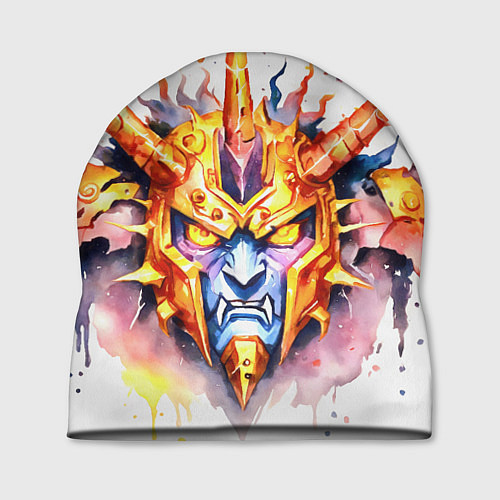 Шапка Агрессивный оранжевый робот акварель / 3D-принт – фото 1