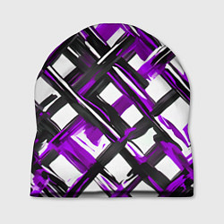 Шапка Фиолетовые и чёрные мазки, цвет: 3D-принт