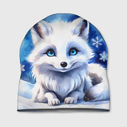 Шапка Портрет мультяшного песца акварель