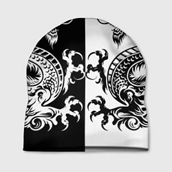 Шапка Черный и белый дракон, цвет: 3D-принт