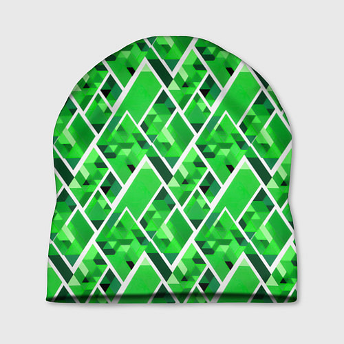 Шапка Зелёные треугольники и белые полосы / 3D-принт – фото 1