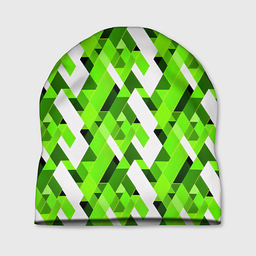 Шапка Зелёные и белые фигуры / 3D-принт – фото 1
