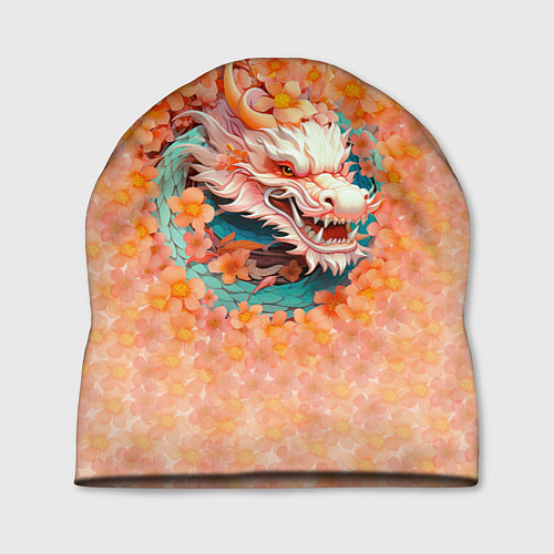 Шапка Китайский дракон в розовых цветах / 3D-принт – фото 1