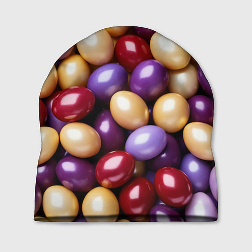 Шапка Красные и фиолетовые пасхальные яйца / 3D-принт – фото 1