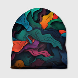 Шапка Яркие кислотные разноцветные пятна в виде камуфляж, цвет: 3D-принт