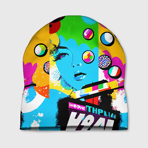 Шапка Girls face - pop art / 3D-принт – фото 1