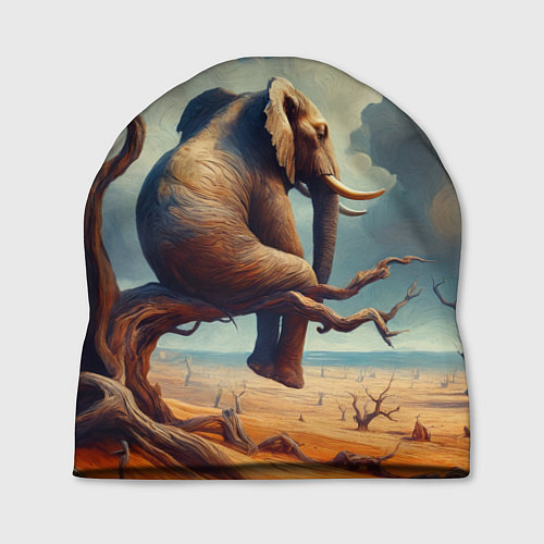 Шапка Слон сидит на ветке дерева в пустыне / 3D-принт – фото 1