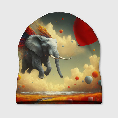 Шапка Сюрреалистичный слон летит за шариком / 3D-принт – фото 1