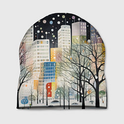 Шапка Новогодний ночной город, цвет: 3D-принт