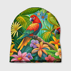 Шапка Попугаи - экзотические птицы, цвет: 3D-принт