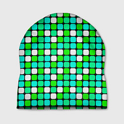 Шапка Зелёные и белые квадраты, цвет: 3D-принт