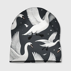 Шапка Стая белых лебедей летящих в небе
