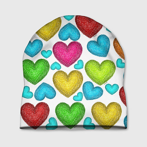 Шапка Сердца нарисованные цветными карандашами / 3D-принт – фото 1