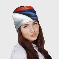 Шапка Белая синяя красная абстракция, цвет: 3D-принт — фото 2