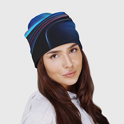 Шапка Синяя и черная абстракция геометрическая, цвет: 3D-принт — фото 2