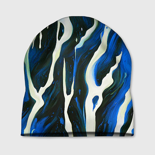 Шапка Текучая краска белая и синяя / 3D-принт – фото 1