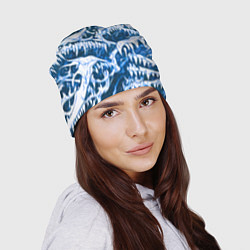 Шапка Белые клыки на синем фоне, цвет: 3D-принт — фото 2