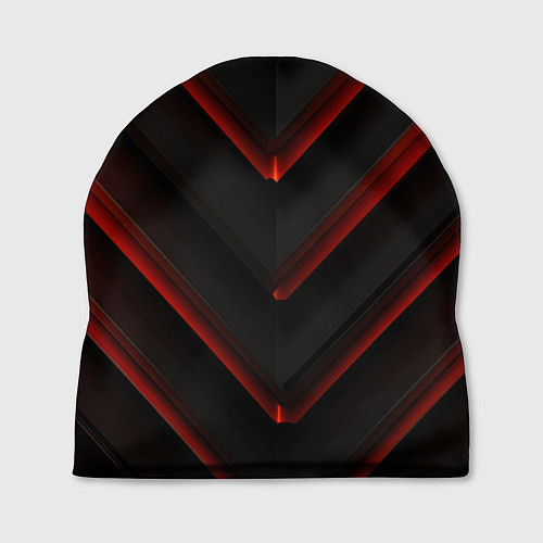 Шапка Красные яркие неоновые полосы на черной абстракции / 3D-принт – фото 1
