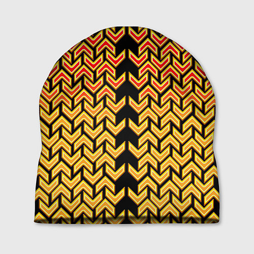 Шапка Золотые стрелки на чёрном фоне киберпанк / 3D-принт – фото 1