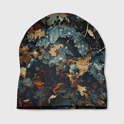 Шапка Реалистичный камуфляж из сухих листьев, цвет: 3D-принт