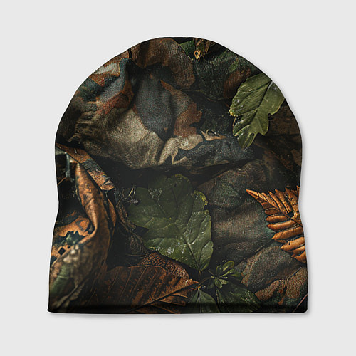 Шапка Реалистичный охотничий камуфляж из ткани и листьев / 3D-принт – фото 1