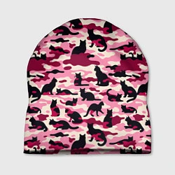 Шапка Камуфляжные розовые котики, цвет: 3D-принт