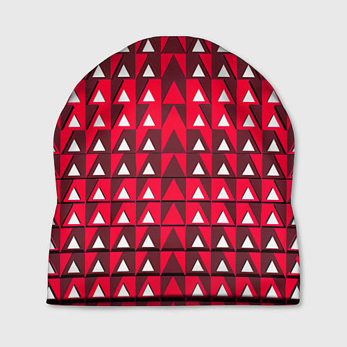 Шапка Белые треугольники на красном фоне / 3D-принт – фото 1