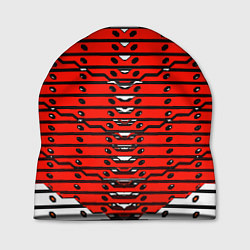 Шапка Красно-белая техно броня, цвет: 3D-принт