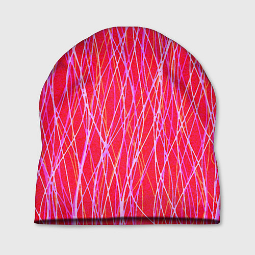 Шапка Яркий красно-розовый полосы / 3D-принт – фото 1
