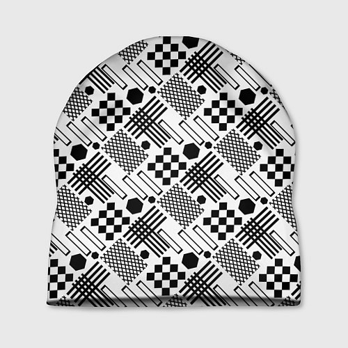 Шапка Современный черно белый геометрический узор / 3D-принт – фото 1